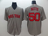 Red Sox 50 Mookie Betts Gray Cool Base Jersey,baseball caps,new era cap wholesale,wholesale hats